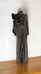 Elegante Vestido de Noche Largo y Formal Antiestático para Mujer, con Pedrería Bordada a Mano hasta el Suelo para Fiesta, Graduación y Boda - Product Image 3