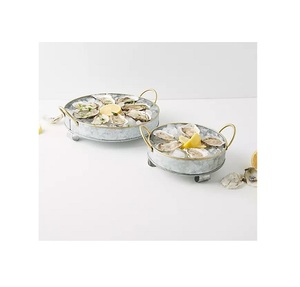 Nuevo diseño antiguo Premium hecho a mano con bandeja de ostras de forma personalizada con Gran bandeja de ostras con acabado dorado con tarifa barata - Product Image 5