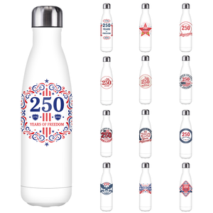 Bottiglia d'Acqua Sottovuoto da 17oz per il 250° Anniversario della Giornata dell'Indipendenza USA, Bottiglia in Metallo a Prova di Perdite, Vendita all'Ingrosso - Product Image 1