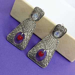 Indain, proveedor de joyería étnica, colgante de cristal oxidado, pendientes de gota de perla de imitación, conjunto de joyería de moda india para mujer - Product Image 2