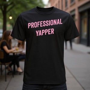 T-shirt professionnel Yapper noir avec texte rose, vêtements décontractés pour femmes - Product Image 3