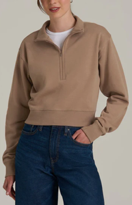 Sweat-shirt court à demi-zip pour femme, coupe décontractée, en molleton mélangé coton/polyester 340 GSM, vente en gros, très demandé - Product Image 2