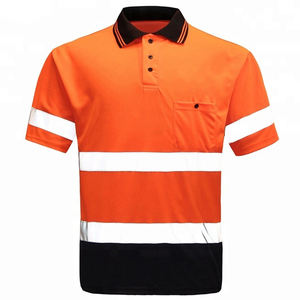 เสื้อยืดทำงานทรงสลิมฟิต สีส้มดำ สะท้อนแสง ระบายอากาศได้ดี ผลิตจากผ้าโพลีเอสเตอร์ผสมคอตตอน เน้นความปลอดภัยในการทำงาน - Product Image 4