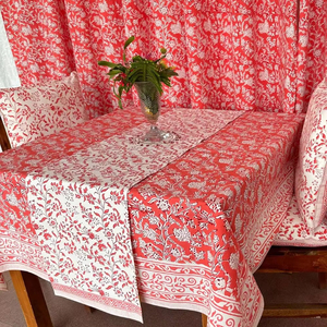 Handmade Traditional Block Printed Embroidered 100% Pure Cotton Canvas <b>Table</b> Runner at Wholesale Price - Product Image 1