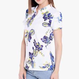 Camiseta de polo para mujer hecha a medida, talla XL, parte superior de algodón de la más alta calidad, al mejor precio, diseñada por ti, patrón de estampado de verano - Product Image 4