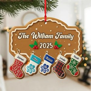 Ornement de Noël personnalisé pour la famille, ornement en bois personnalisé avec le nom de la famille, décoration de sapin de Noël - Product Image 3