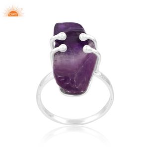 Best Quality Sterling Silver Natural Stalactite <b>Amethyst</b> Gemstone Stackable <b>Ring</b> Custom Jewelry for Women Gift for Her - Product Image 1