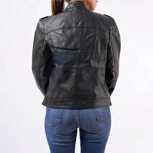 Chaqueta de Cuero Casual Elegante para Mujer de Primera Calidad, Nuevo Estilo Moderno con Cierre y Cuello Alto, Tejido de Algodón de Punto - Product Image 2