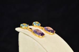 Customized Natural Stone <b>Earring</b>, 925 Sterling <b>Silver</b> <b>Earrings</b>, Multi Color Gemstone <b>Earring</b>, <b>Dangle</b> Drop <b>Earring</b>, Women Gift - Product Image 3