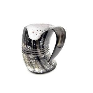 Tasse finie à la main de haute qualité en corne de buffle Viking avec support tasse en corne à boire de bière polie pour une utilisation à boire sans danger pour les aliments - Product Image 2