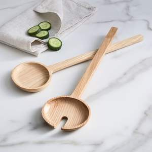 Servidores de Ensalada Artesanales de Madera de Olivo |   Diseño Espiral Rústico |   Venta al por Mayor de Fábrica - Product Image 2