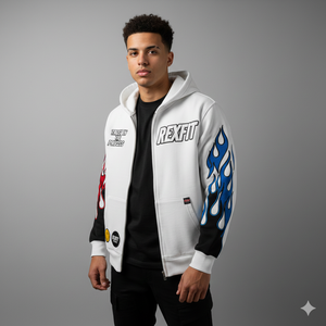 เสื้อฮู้ดซิปสีขาวแบบกำหนดเอง |   เสื้อฮู้ดผ้าฟลีซพิมพ์ลายหน้าอก |   แฟชั่นยอดนิยม เสื้อผ้าสตรีทแวร์ ชุดฤดูหนาว ขายส่ง - Product Image 3