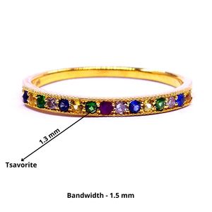 Atractivo oro amarillo de 14 quilates piedras preciosas multicolores encanto asequible elegante anillo de banda completa de moda - Product Image 2