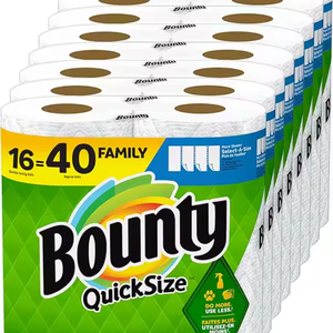 Hot <b>Sales</b> Bounty Quick-Size 2 Ply Disposable Paper <b>Towels</b> White 12 Family Triple Rolls = 36 Regular Rolls - Product Image 1