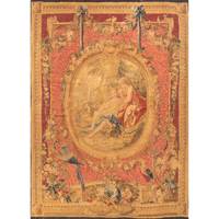 Frankreich (ca. 1850) Dunkelbernsteinfarbener Gold/Sangria Gewebter Orientalischer Traditioneller Wandteppich im Bohemian-Stil aus Wollstoff für Innenraumdekoration