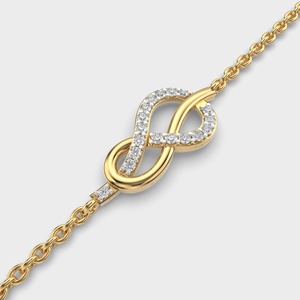 IGI Certified Round Lab Grown Diamond <b>Infinity</b> Knot Chain Bracelet in 14K Yellow / White / <b>Rose</b> Gold - Product Image 5