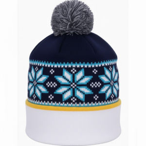 100% <b>Wool</b> Winter Knitted Beanie <b>Hats</b> Custom Logo Embroidery Fashionable Argyle for <b>Men</b> Women Beach Wear jacquard - Product Image 1