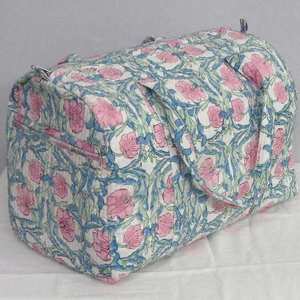 Bolsa de lona de viaje ecológica con estilo, tela de algodón suave con estampado de bloques de mano con cierre de cremallera para cada viajero - Product Image 4