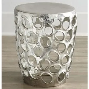 Ultra Luxuriöse Nesting Aluminium Hocker Ausschnitt Detail Handmade Hot Selling Luxus Zimmer Beistell tische Holz Akzente