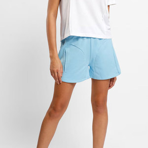 BIG TEN APPAREL Short en tricot pour femme bleu clair avec logo personnalisé imprimé 2026, taille élastique, poches, style décontracté, 100 % coton - Product Image 5