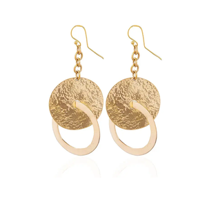 Pendientes de latón redondos artesanales naturales, pendientes clásicos para mujer, zafiro, diseño elegante, alta calidad para la venta - Product Image 1