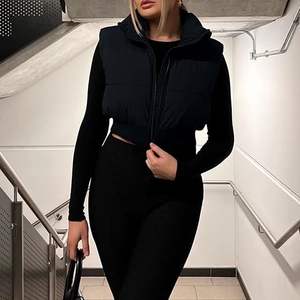 Chaqueta de Moda para Mujer, Cuello Alto, Cremallera, Corta, Acolchada - Product Image 5