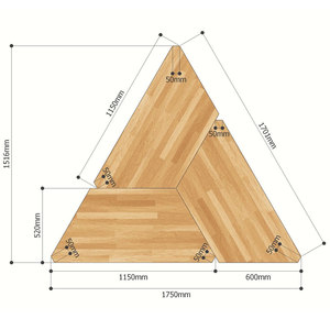 Juego Moderno de 3 Mesas Trapezoidales de Madera de Caucho con Patas de Hierro, Requiere Ensamblaje Tipo Lego, Diseño HBLG004 - Product Image 5
