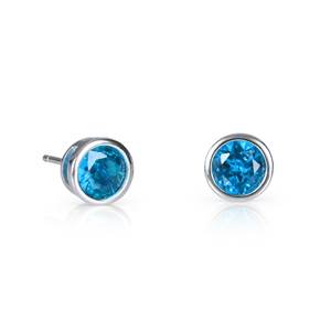 Pendientes de Plata de Ley 925 con Circonita Cúbica Azul Cielo, Engaste de Bisel, Piedra Solitaria para Mujer - Product Image 3