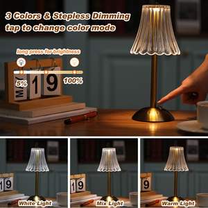 Lampe de table de bureau en métal LED rechargeable sans fil à commande tactile, à intensité variable, pour la maison, le bar, la chambre à coucher, luxe - Product Image 3