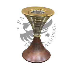 Brûleur d'encens à base ronde en bois Brûleur Mubkhar en acier inoxydable avec bakhoor plaqué or pour l'été, le printemps et l'automne - Product Image 1
