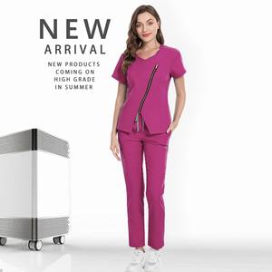 Costume de travail d'été contemporain à manches courtes pour femmes uniformes médicaux ensemble de gommages pour médecins et infirmières vêtements de travail hospitaliers - Product Image 2