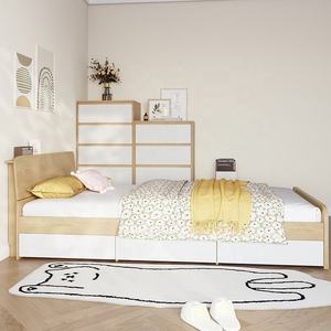 Wholesale Solid Wood Frame Queen king Size <strong>Bed</strong> Simple <strong>Double</strong> <strong>Bed</strong> Storage <strong>Beds</strong> Bedroom Set Furniture With Cabinet - Product Image 2
