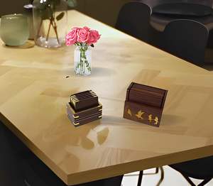 Dessous de verre en bois de Sesham fabriqués à la main | Ensemble de sous-verres en bois de 6 + 6 (petits et grands) - Product Image 6