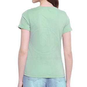 เสื้อยืดผู้หญิงขายดี ผ้าฝ้ายระบายอากาศ คอกลม สำหรับฤดูร้อน แห้งเร็ว สีพื้น รับผลิตแบรนด์ส่วนตัว ขายส่ง - Product Image 4