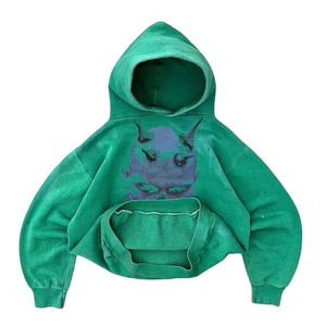 Haute demande hommes 100% coton sweats surdimensionné rue thermique à capuche brodé fermeture éclair plaine teint à capuche - Product Image 5