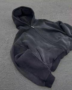 Sudadera con Capucha Extra Grande, Lavada al Ácido, Unisex, de Algodón Grueso, Sudadera de Felpa Vintage Lavada para Hombre y Mujer - Product Image 3