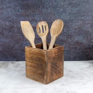 Mango Wood Burning Finished Kitchen <b>Utensil</b> <b>Holder</b> for Countertop <b>Utensil</b> <b>Holder</b> Container for Kitchen Cooking <b>Utensil</b> - Product Image 4