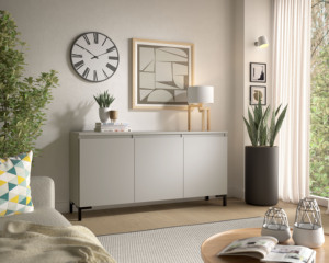 Terraneo Large Modern Wood <b>Sideboard</b> with Three Doors and Ample <b>Storage</b> Space for Dining Room and Living Room - Product Image 3