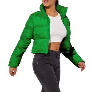 Chaqueta Corta Acolchada de Último Diseño para Mujer, Cuello Alto de Alta Calidad, Cierre de Cremallera Frontal, Manga Larga, Cortavientos - Product Image 4