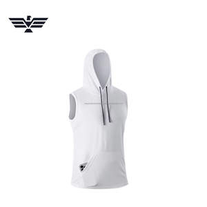 Wholesale Spring 2 Pcs Lightweight Pullover Hooded Tank Top Unisex Custom Design <b>Sleeveless</b> <b>Hoodie</b> Kangaroo Pocket 100% Cotton - Product Image 2