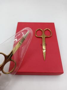 Petits ciseaux Plasma d'or de qualité professionnelle pour l'acier inoxydable de sourcil avec votre propre logo personnalisé et instrument de beauté de couleur - Product Image 5