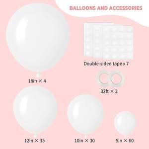 RUBFAC 129 ballons blancs de différentes tailles 18 12 10 5 pouces pour guirlande arche, ballons en latex - Product Image 2