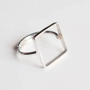 S925 anillo de plata esterlina 7-30 MM anillo de collar cuadrado venta al por mayor bisel ajuste anillo de plata accesorios de joyería hechos a mano - Product Image 3