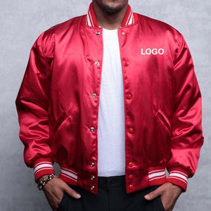 Vestes d'université en satin de soie de haute qualité pour hommes nouveauté veste en satin de mode extérieure personnalisée avec bouton rouge OEM pour hommes - Product Image 1