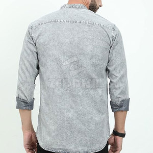 OEM Custom Service <b>High</b> Quality 100% Cotton Casual Jeans <b>Shirt</b> for <b>Men</b> Breathable Custom Colors & Sizes - Product Image 4