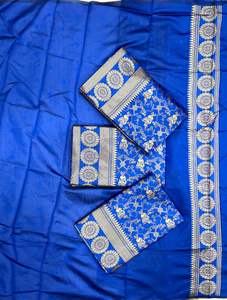 Saris en soie Banarasi de qualité supérieure, travail jacquard, soie de litchi douce, design moderne - Élégant vêtement de fête indien, prix de gros - Product Image 3