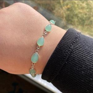 Boho Style 925 Sterling Silver Aqua Calcédoine Gemstone Bracelet Bijoux À La Main Bracelet En Argent Bijoux Pour Femmes Cadeau De Mariage - Product Image 3
