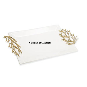 Plato decorativo para el hogar de aluminio con diseño de hojas de la mejor calidad, bandeja hecha a mano, superventas y excelente calidad - Product Image 5