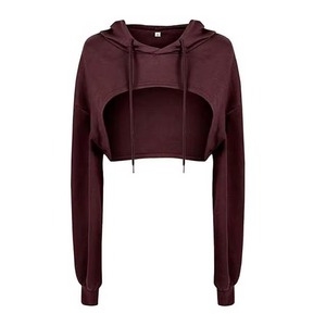 Sweat-shirts à capuche courts de haute qualité pour femmes, vêtements de sport, sweat-shirts à capuche courts pour femmes, vêtements pour femmes, taille plus, respirant, décontracté, à capuche courte - Product Image 3