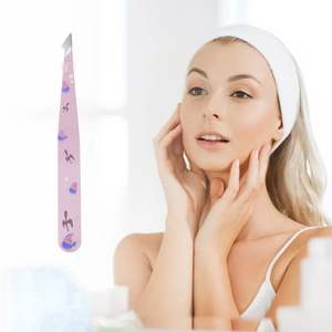 Pinces à épiler de qualité supérieure 3,54 pouces en acier allemand pour le façonnage des sourcils, pinces à épiler pour le maquillage, couleur rose, pinces à épiler revêtues de papier - Product Image 5